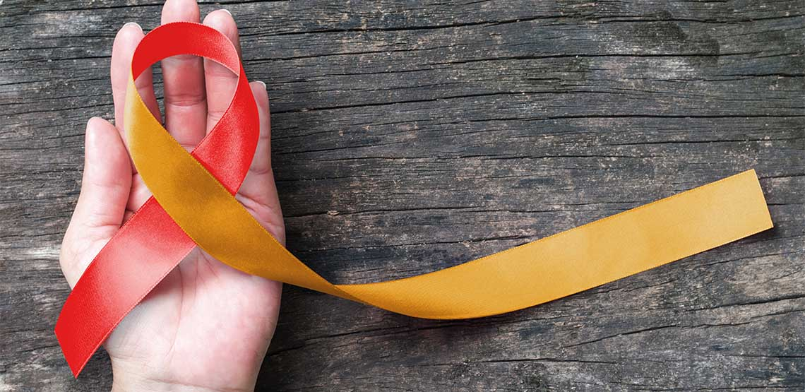 An ITP ribbon on a person's palm.