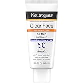 Neutrogena Face Sunscreen, Broad Spectrum SPF 50 Clear Face, Breakout Free Lotion, Fragrance- & Oxybenzone-Free, Non-Comedoge