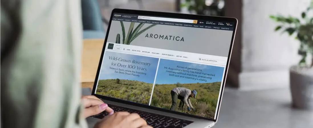 Amazon storefront page of brand: Aromatica