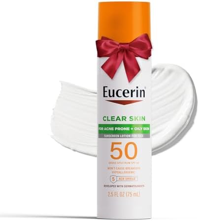 Eucerin Sun Clear Skin (Oil Control) SPF 50 Face Sunscreen Lotion, Hypoallergenic, Fragrance Free Sunscreen SPF 50 with Oil-Absorbing Minerals, 2.5 Fl Oz Bottle