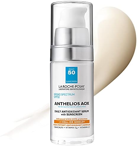 La Roche-Posay Anthelios AOX Daily Antioxidant Serum with SPF, Face Moisturizer with Sunscreen and Vitamin C & E, Oil Free Face Sunscreen for Sensitive Skin, Moisturizing Sun Protection