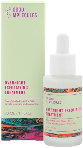 Good Molecules Overnight Exfoliating Treatment - Facial Exfoliant with AHA for Tone and Texture - Pore Minimizer, Skincare for Face with Salicylic Acid