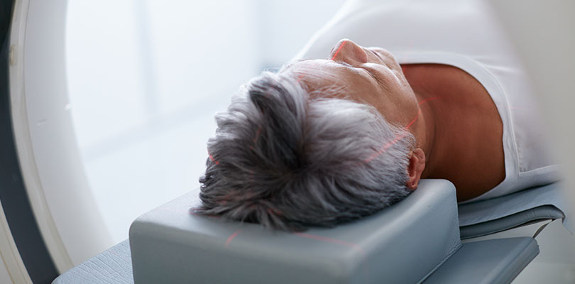 Woman receiving cancer treatment