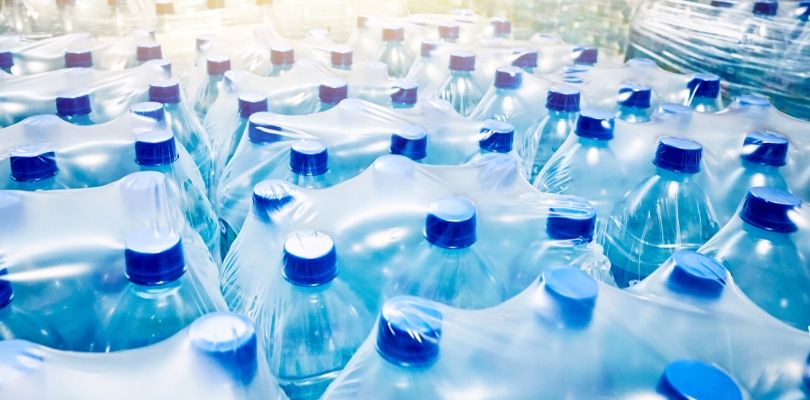 Water bottles waiting to be delivered.