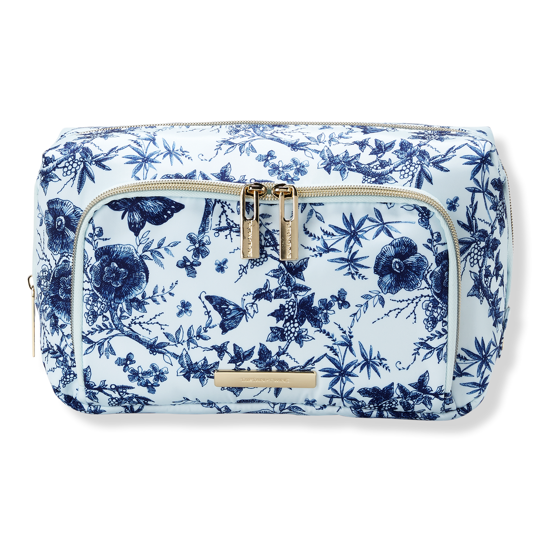 Tartan + Twine Blue Butterfly Floral Double-Zip Toiletry Bag #1