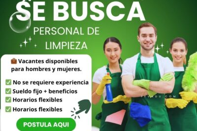 🧹 Empleo de Limpieza: ¡Vacantes Disponibles para Personas con Ganas de Trabajar!